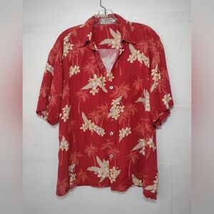 Coconut Breeze Red Floral Men's Shirt Size (L)